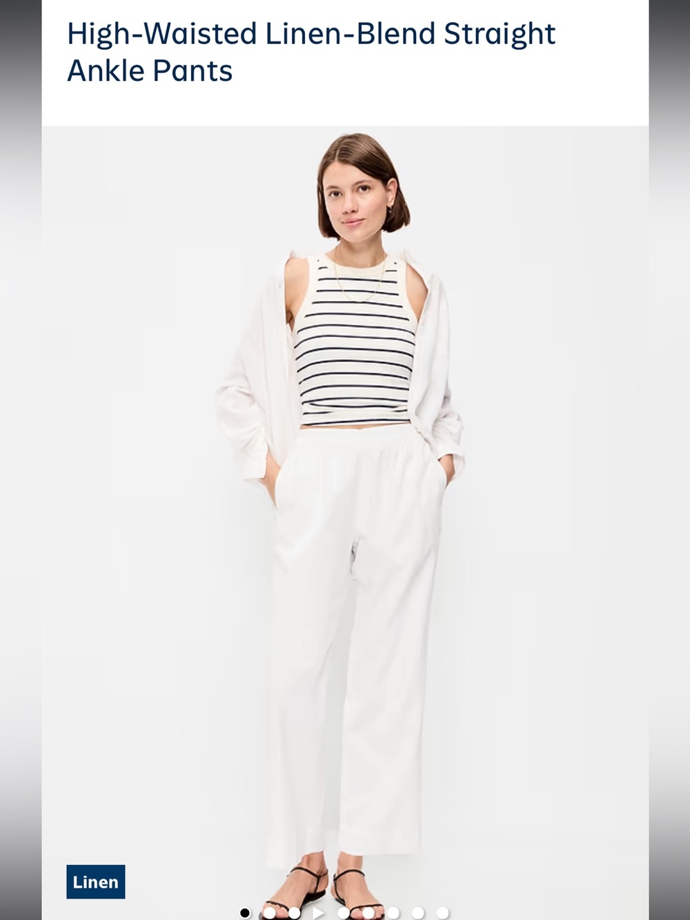 Women’s white linen pull on pants, nwt